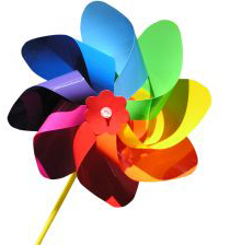 rainbow-colored pinwheel