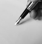 black and white photo of fountain pen