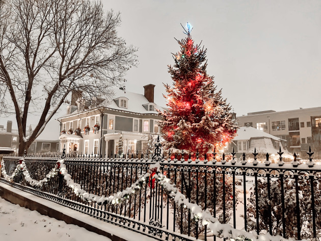 outdoor winter photo of eugene j carpenter mansion